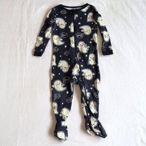 joe fresh ghost halloween cotton zipper footie sleeper pajamas 6-12 months baby